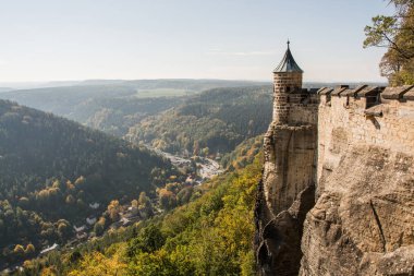 Konigstein kale Sakson İsviçre manzara, Sakson Bastille'de seyahat sonbahar