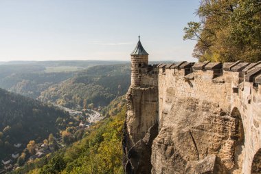 Konigstein kale Sakson İsviçre manzara, Sakson Bastille'de seyahat sonbahar
