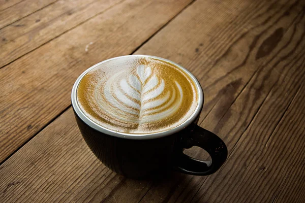 Tasse Kaffee Mit Latte Art Café — Stockfoto