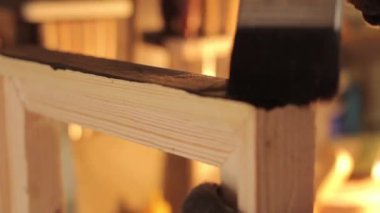 çalışma ahşap Carver'ın erkek ahşap atölyesinde çalışmak, yakın çekim