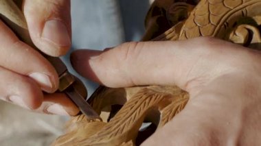 çalışma ahşap Carver'ın erkek ahşap atölyesinde çalışmak, yakın çekim