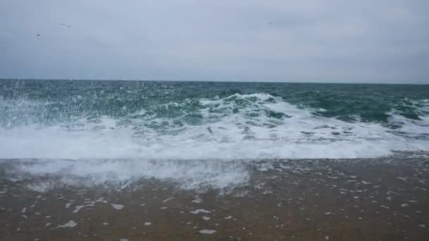 Морской Пейзаж Плохую Погоду Шторм Волны — стоковое видео