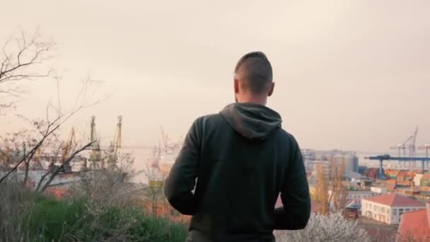 Sanayi Bölgesi Kargo Deniz Bağlantı Noktası Arka Plan Filme Genç — Stok video