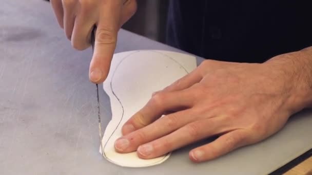 Shoemaker Tailor Work Processes Studio — Stock Video