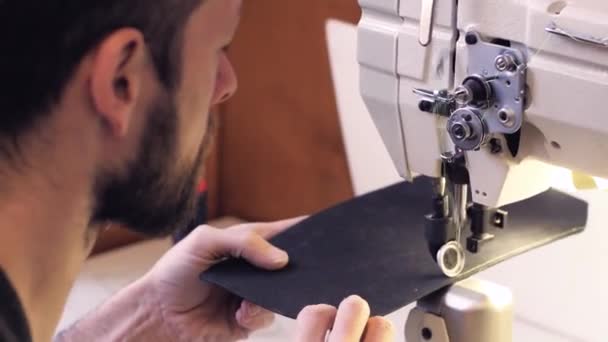 Portrait Shoemaker Tailor Work Processes Studio — Stock Video