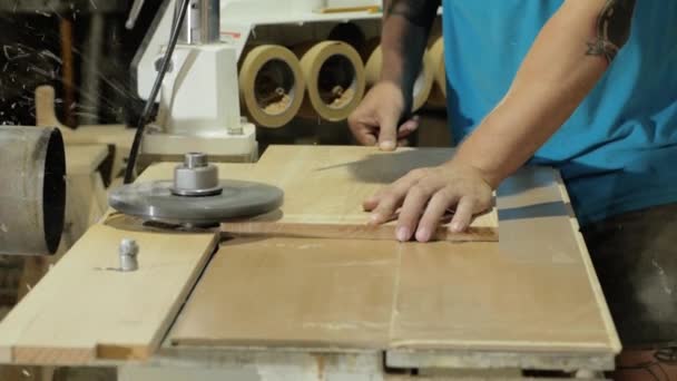 Craft Working Natural Wood Wooden Furniture Manufacturing Process — Stock Video