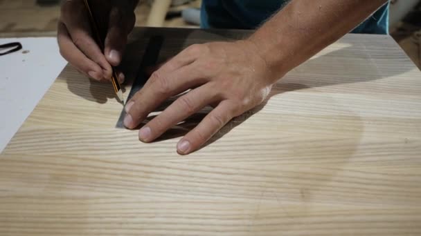 Artesanía Con Madera Natural Proceso Fabricación Muebles Madera — Vídeos de Stock