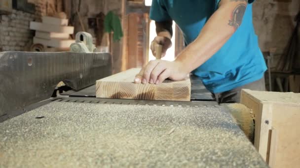 天然木 木製家具製造プロセスで働く工芸品 — ストック動画