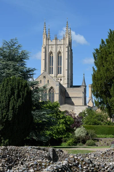 Edmundsbury Cathedral Med Klosterruinerna Vägg — Stockfoto
