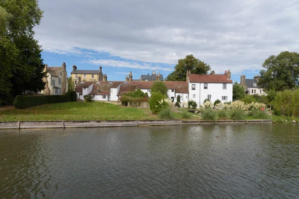 Witte Cottages Rivier Cam Cambridge — Stockfoto