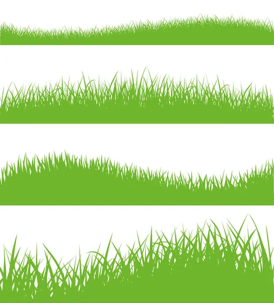 Vector Set Green Grass Silhouettes Stock Vector — Stock Vector