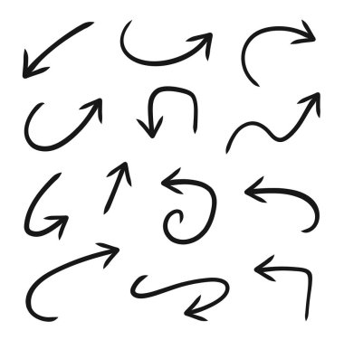 Elle çizilmiş vektör okları set - hisse senedi vektör.