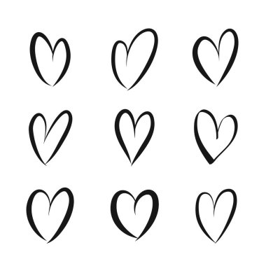 Elle çizilmiş kalpler - hisse senedi vektör kümesi.