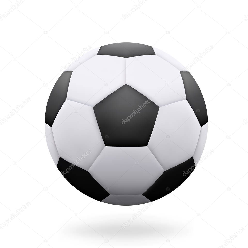 Realistic Soccer Ball isolated on white background - stock vector.