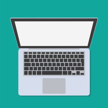 Üstten görünüm laptop. Düz stil - hisse senedi vektör.