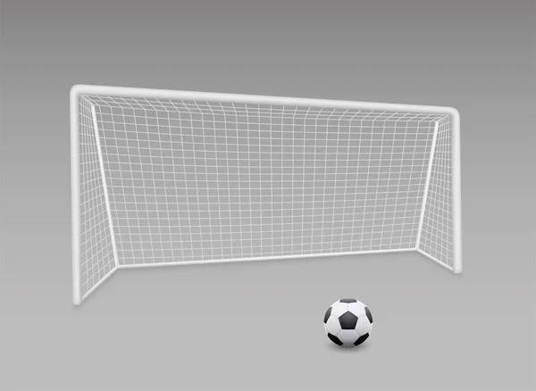 Objectif Football Réaliste Vectoriel Avec Grille Football Ballon Football Avec — Image vectorielle