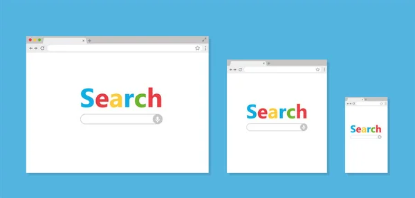 Flachbild Set Browser Fenster Suchleiste Aktienvektor — Stockvektor