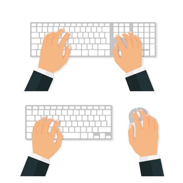 Clavier Souris Les Mains Utilisateur Vue Haut Vecteur Stock — Image vectorielle