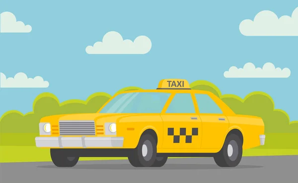 Gele Taxi Auto Weg Taxi Service Voorraad Vector — Stockvector