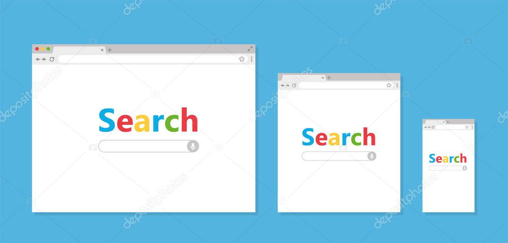 Flat style set. Browser window search bar - stock vector.