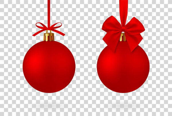Реалистичный Красный Рождественский шар с лентой и луком, изолированный на белом фоне - вектор запаса
.