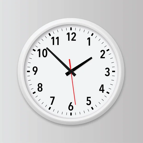 Realistic White Modern Quartz Wall Clock Stock Vector — Stock Vector