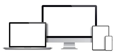 Monitör, dizüstü bilgisayar, tablet, smartphone - hisse senedi Vec gerçekçi kümesi