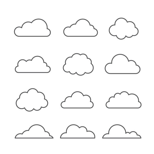 Cloud vector icon set on blue background.Creative modern concept - stock vector.