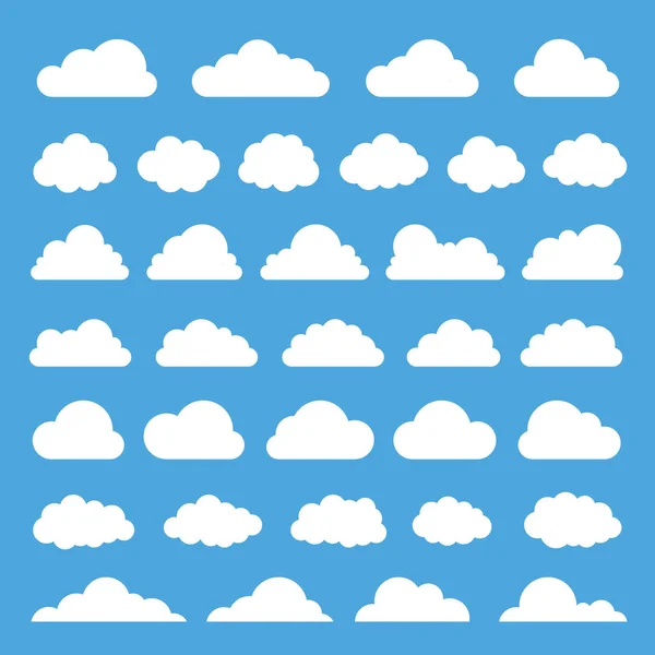 Icono Vector Nube Establecido Sobre Fondo Azul Concepto Moderno Creativo — Vector de stock