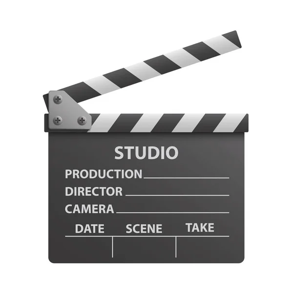 Vector Realistic Black Open Clapperboard Clapper Vector — Stock Vector