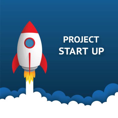 Uzay Roket fırlatma veya başlangıç kavramı - hisse senedi vektör.