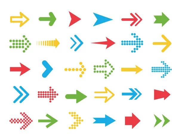 Establecer flechas vectoriales. Flechas de estilo plano - vector de stock . — Archivo Imágenes Vectoriales