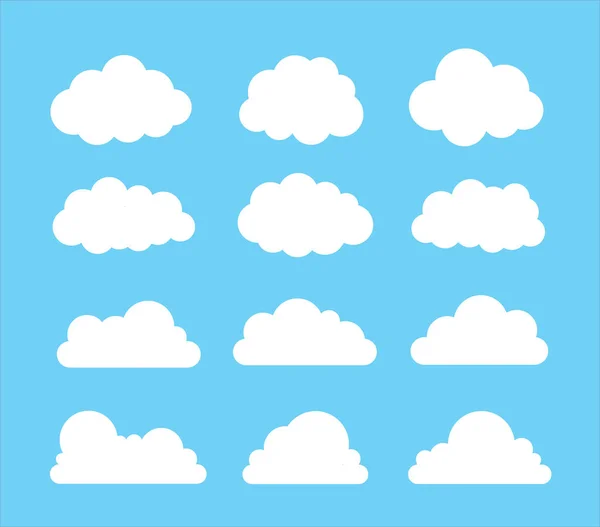 Wolk Vector Icon set op blauwe achtergrond. Creatief modern concept — Stockvector