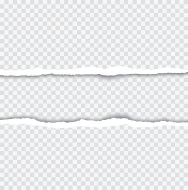 Şeffaf arka planda gölge ile gerçekçi yırtık kağıt kenarlar