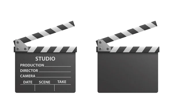 Vector realistic of black open clapperboard or clapper - stock v — Stock Vector