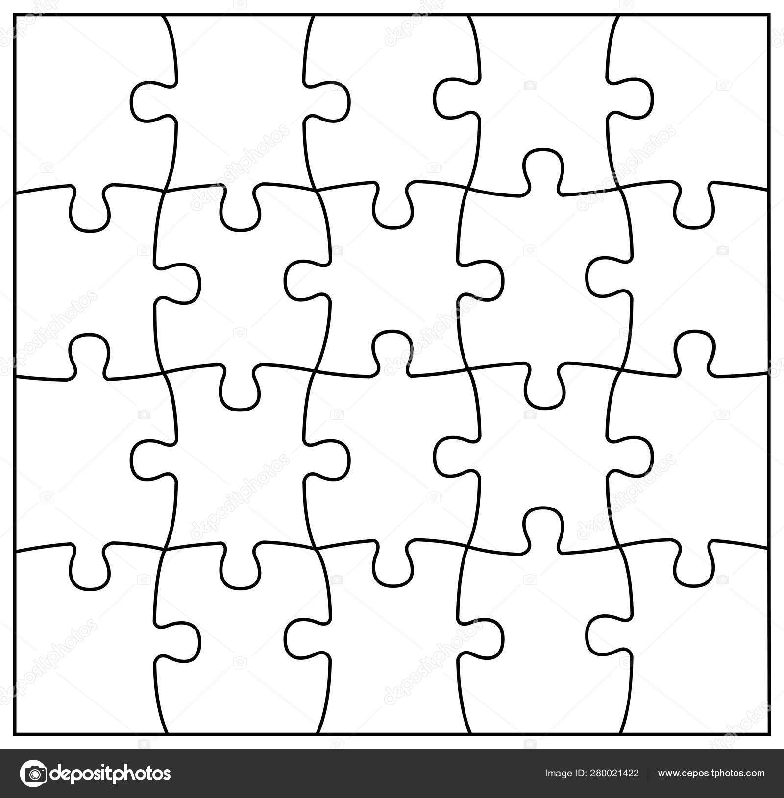 Set Of Black And White Puzzle Pieces Jigsaw Grid Puzzle 20 Piec Vector Image By C Comauthor Vector Stock 280021422