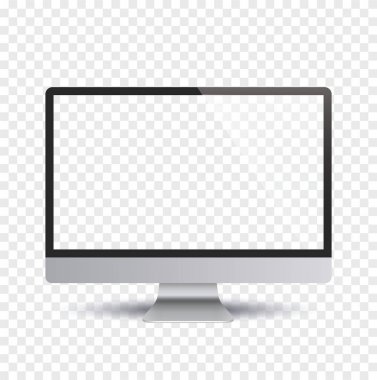 Beyaz ekran lı ve gölgeli monitör, ön görünüm - stok vektörü