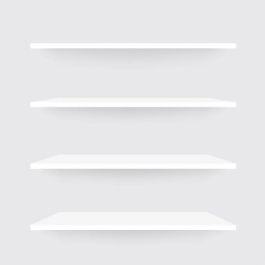 Gerçekçi set raflar. Gölge ile Beyaz Raf mockup - stok ve