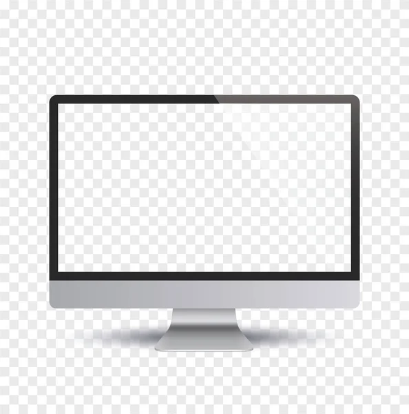 Monitor met wit display en schaduw, vooraanzicht-Stock vector — Stockvector