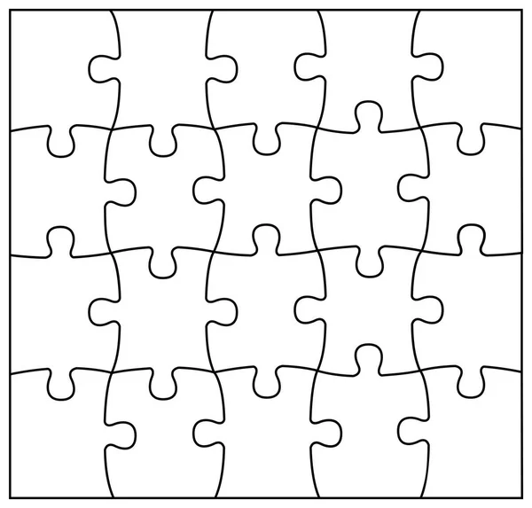 Set van zwart-wit puzzelstukjes. Jigsaw grid puzzel 20 Piec — Stockvector