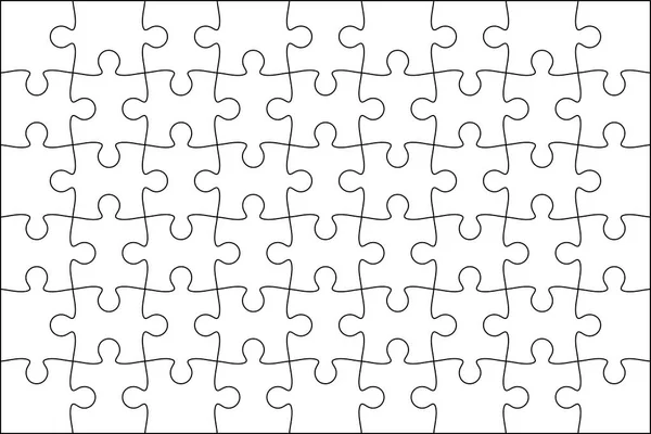 Conjunto de piezas de rompecabezas en blanco y negro. Rompecabezas cuadrícula rompecabezas 48 piec — Vector de stock