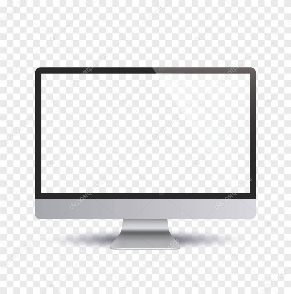 Monitor with white display and shadow, front view - stock vector