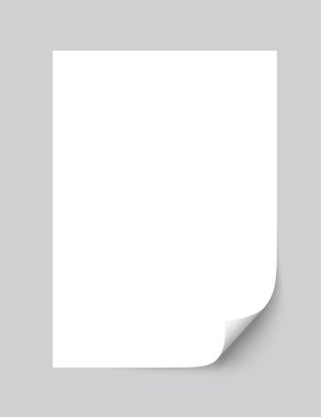 Gerçekçi boş kağıt levha gölge ile köşe kıvrılmış - stok