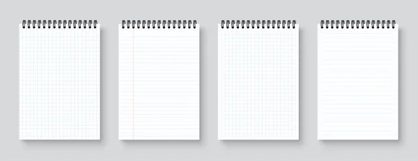 空白逼真的笔记本，组织者和日记与内衬和squ — 图库矢量图片