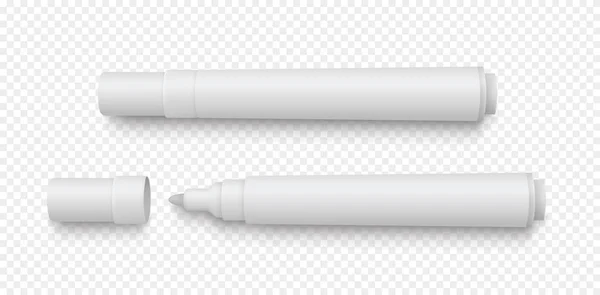 Realistic 3D marker pens white mackup - stock vector. — Stock Vector