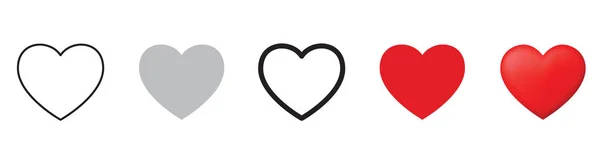 Collection de cœur. icône de symbole d'amour. Set de style plat. - stock v — Image vectorielle