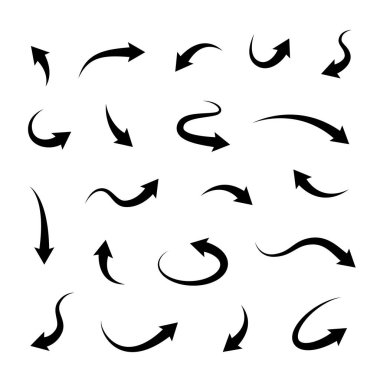 Siyah vektör okları kümesi. Oklar düz stil - stok vektör.