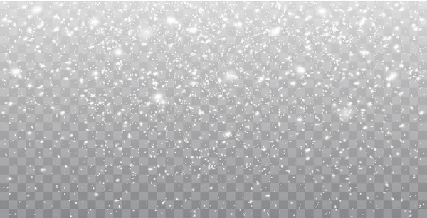 Inconsútil realista caída de nieve o copos de nieve. Aislado sobre fondo transparente - vector de stock. — Vector de stock