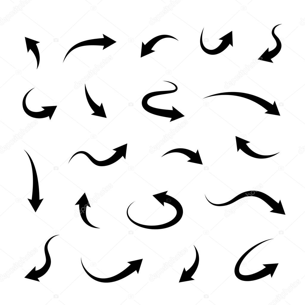 Set of black vector arrows. Arrows flat style - stock vector.