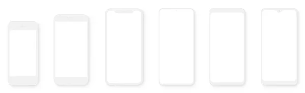 Modelli Argilla Smartphone Con Schermi Trasparenti Collezione Mockup Smartphone Vista — Vettoriale Stock
